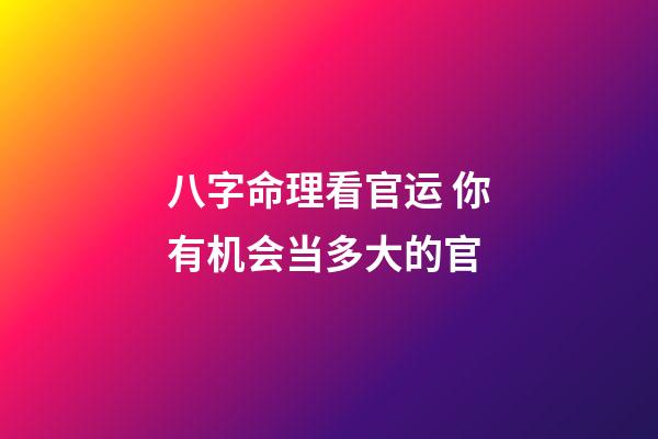 八字命理看官运 你有机会当多大的官